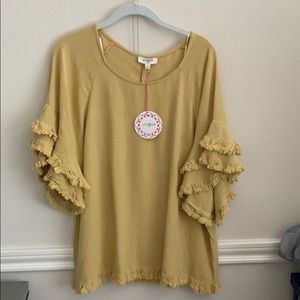 NWT UMGEE Fringe Ruffle Top